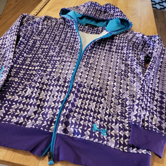 Under Armour Semi-fitted Purple Geometric Print Full Zip Hoodie Small - Picture 2 of 11